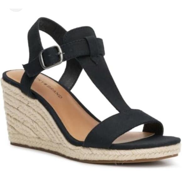 Lucky Brand Millanda Wedge Platform Sandal Black size 9.5 - Picture 1 of 6